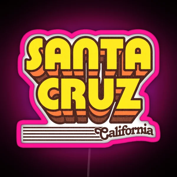 Santa Cruz California Retro Stripes RGB Neon Sign