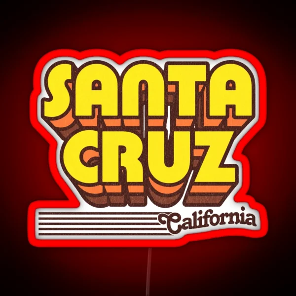 Santa Cruz California Retro Stripes RGB Neon Sign