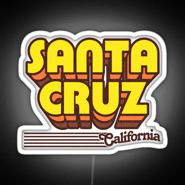 Santa Cruz California Retro Stripes RGB Neon Sign