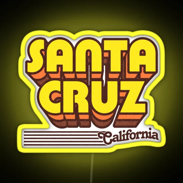 Santa Cruz California Retro Stripes RGB Neon Sign