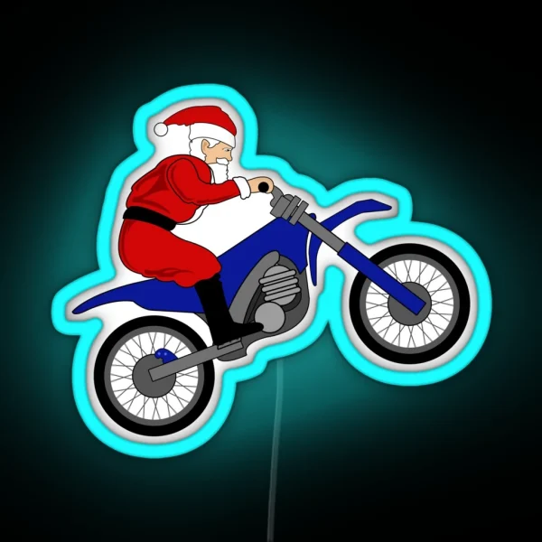 Santa Dirt Bike Enduro Christmas Motorcycle Rider RGB Neon Sign