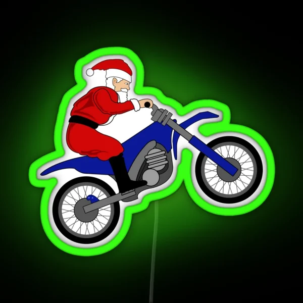 Santa Dirt Bike Enduro Christmas Motorcycle Rider RGB Neon Sign