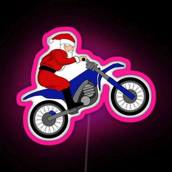 Santa Dirt Bike Enduro Christmas Motorcycle Rider RGB Neon Sign