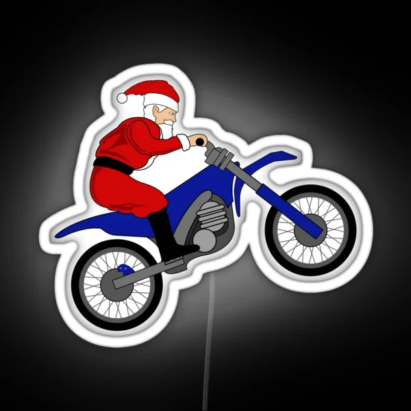 Santa Dirt Bike Enduro Christmas Motorcycle Rider RGB Neon Sign