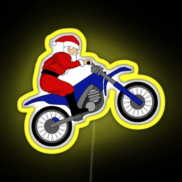 Santa Dirt Bike Enduro Christmas Motorcycle Rider RGB Neon Sign