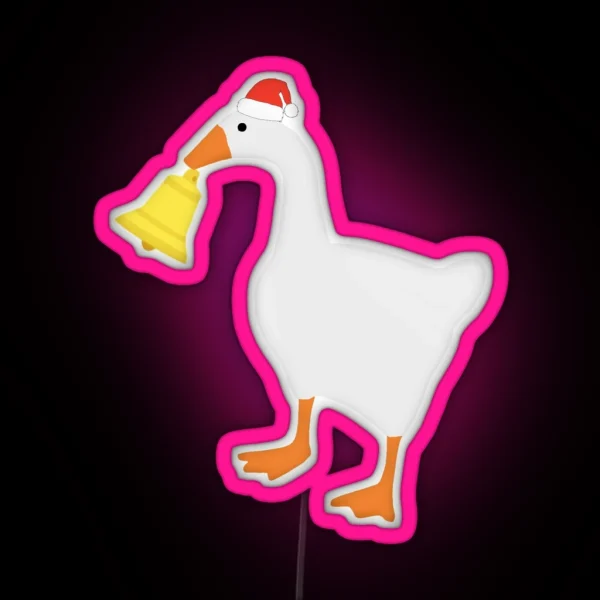 Santa Goose With Bell RGB Neon Sign