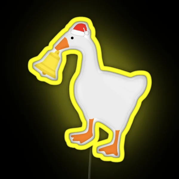 Santa Goose With Bell RGB Neon Sign