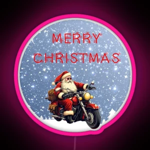 Santa On A Motor Bike Biker Christmas Xmas Gift RGB Neon Sign