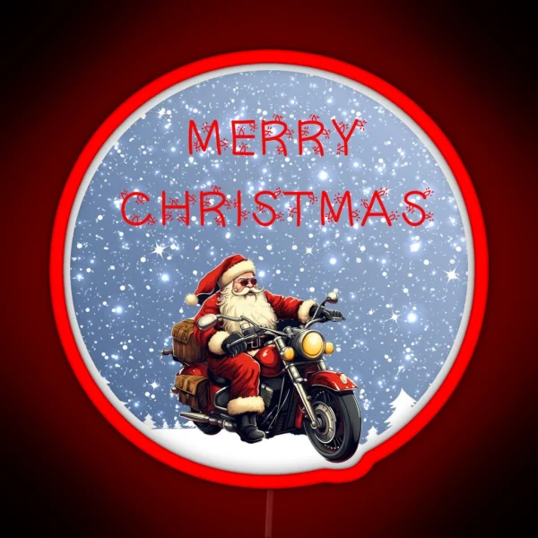 Santa On A Motor Bike Biker Christmas Xmas Gift RGB Neon Sign