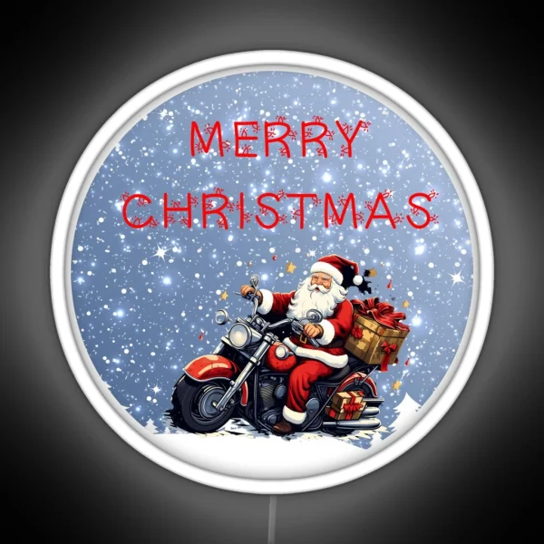 Santa On A Motor Bike Biker Christmas Xmas RGB Neon Sign