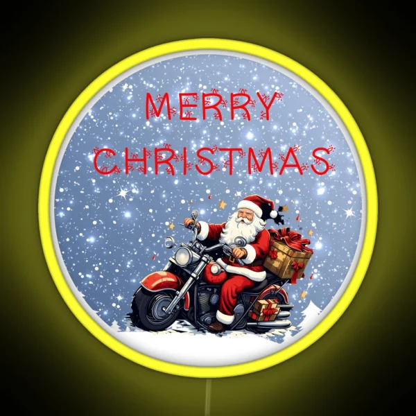 Santa On A Motor Bike Biker Christmas Xmas RGB Neon Sign