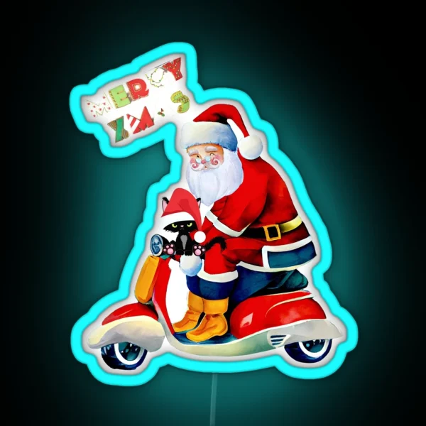 Santa Riding A Motorbike RGB Neon Sign