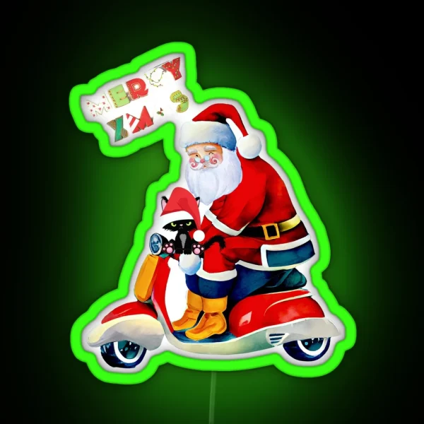 Santa Riding A Motorbike RGB Neon Sign