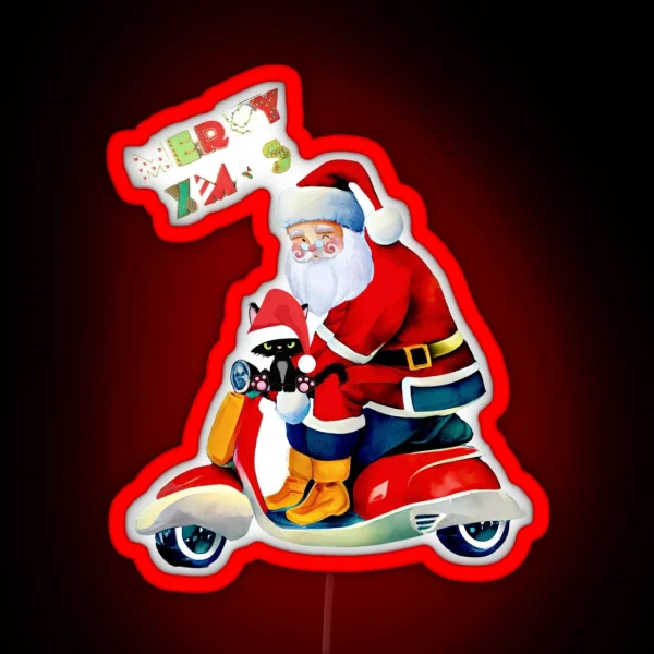 Santa Riding A Motorbike RGB Neon Sign