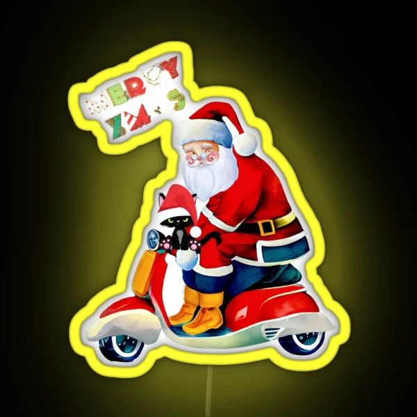 Santa Riding A Motorbike RGB Neon Sign