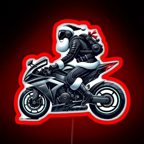 Santa Riding A Motorcycle Christmas Biker Art RGB Neon Sign