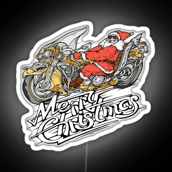 Santa Riding A Motorcycle RGB Neon Sign