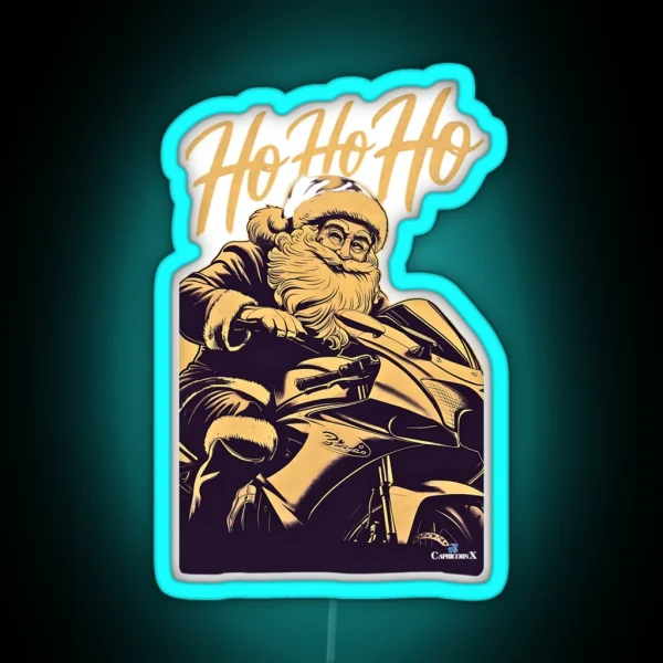 Santa Riding A Motorcycle V1 RGB Neon Sign