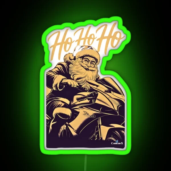 Santa Riding A Motorcycle V1 RGB Neon Sign