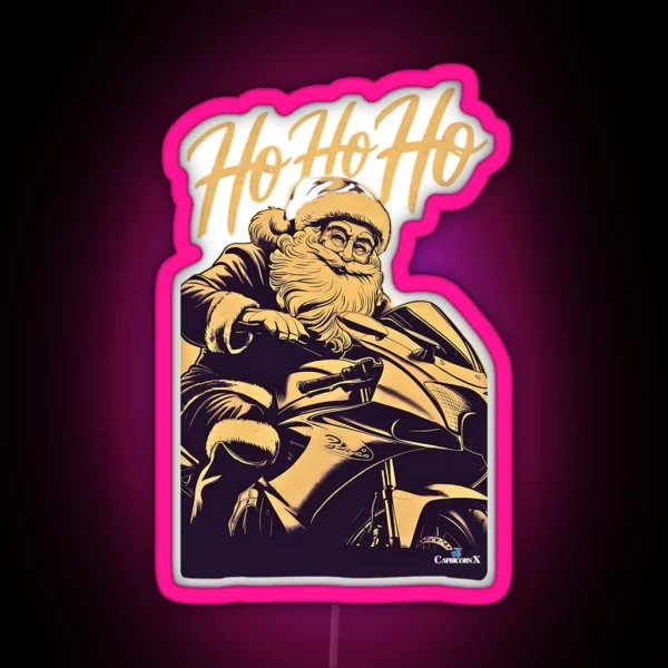 Santa Riding A Motorcycle V1 RGB Neon Sign