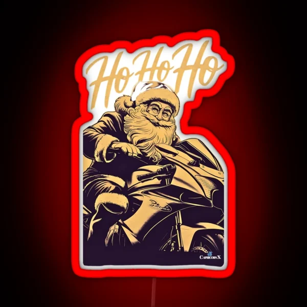 Santa Riding A Motorcycle V1 RGB Neon Sign