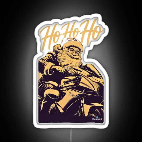 Santa Riding A Motorcycle V1 RGB Neon Sign