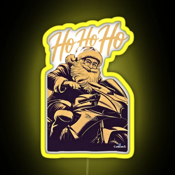 Santa Riding A Motorcycle V1 RGB Neon Sign