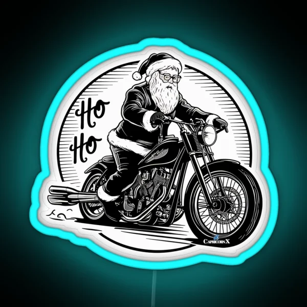 Santa Riding A Motorcycle V3 RGB Neon Sign