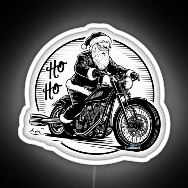 Santa Riding A Motorcycle V3 RGB Neon Sign