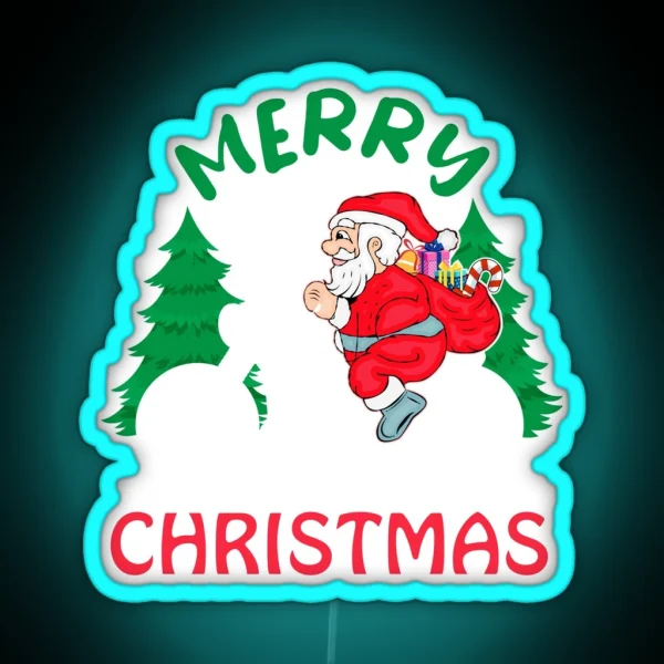 Santa Riding Motorcycle RGB Neon Sign