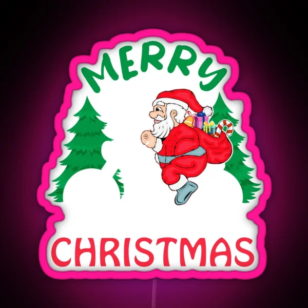 Santa Riding Motorcycle RGB Neon Sign