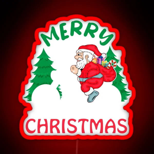 Santa Riding Motorcycle RGB Neon Sign