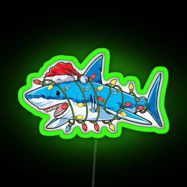 Santa Shark Christmas Lights Funny Boys RGB Neon Sign