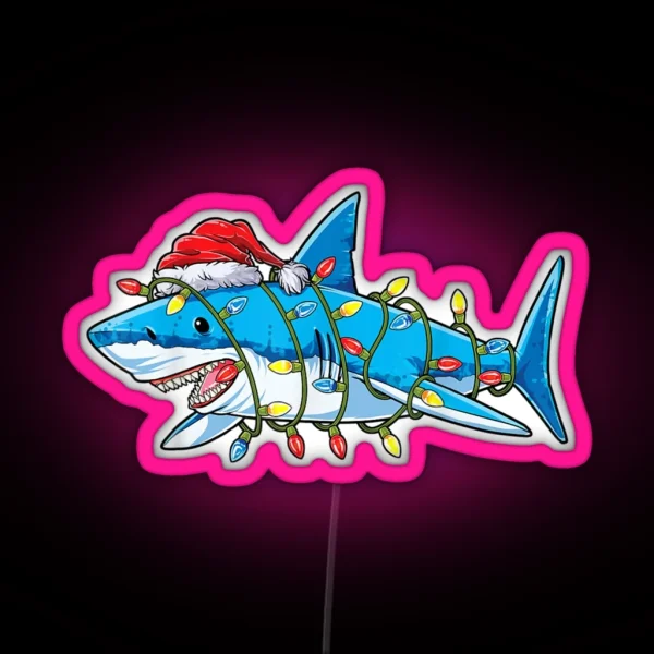 Santa Shark Christmas Lights Funny Boys RGB Neon Sign