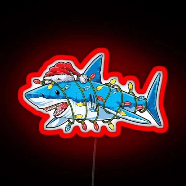 Santa Shark Christmas Lights Funny Boys RGB Neon Sign