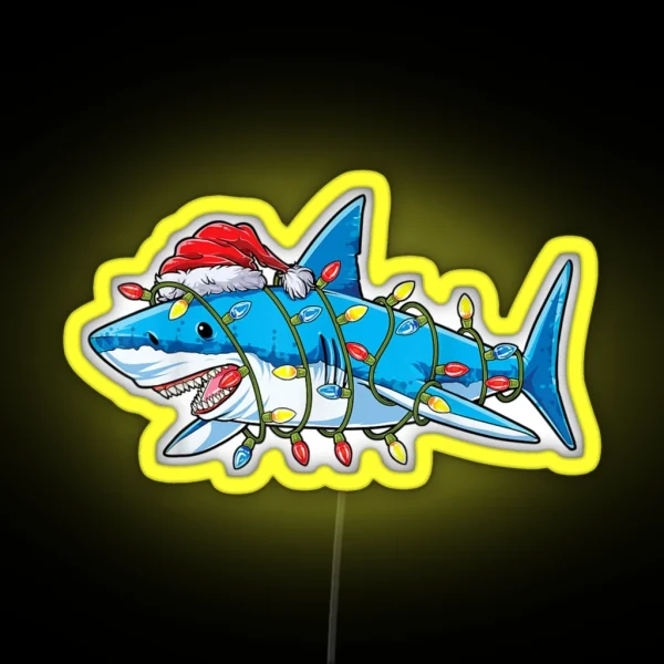 Santa Shark Christmas Lights Funny Boys RGB Neon Sign
