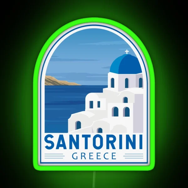 Santorini Greece Retro Emblem RGB Neon Sign