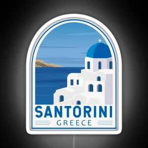 Santorini Greece Retro Emblem RGB Neon Sign