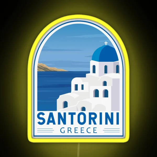 Santorini Greece Retro Emblem RGB Neon Sign