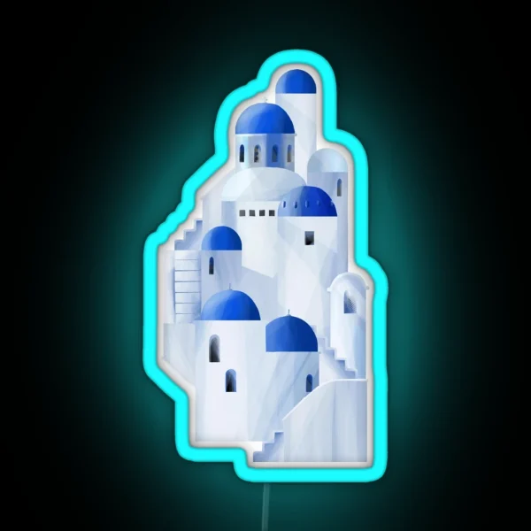 Santorini Island In The Greece RGB Neon Sign