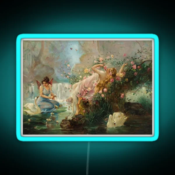Sapphic Renaissance Fairy Art RGB Neon Sign