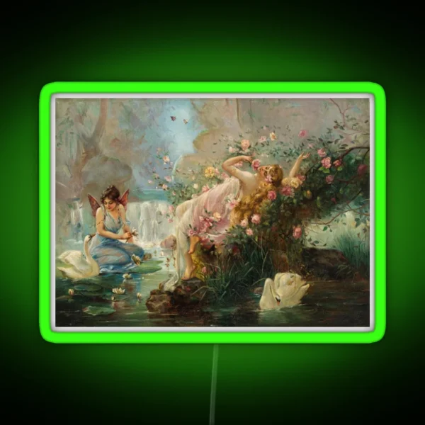 Sapphic Renaissance Fairy Art RGB Neon Sign