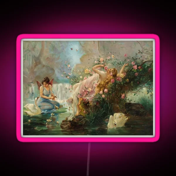 Sapphic Renaissance Fairy Art RGB Neon Sign