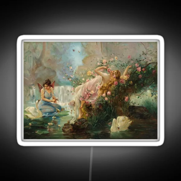 Sapphic Renaissance Fairy Art RGB Neon Sign