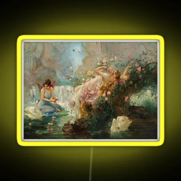 Sapphic Renaissance Fairy Art RGB Neon Sign