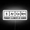 sarcasm elements humor periodic table neon rgb led sign white graphic.