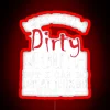 Sarcastic family-friendly humor about clean mouths in a vibrant neon sign.