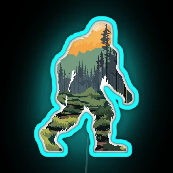 Sasquatch Bigfoot Cryptids Graphic Art RGB Neon Sign