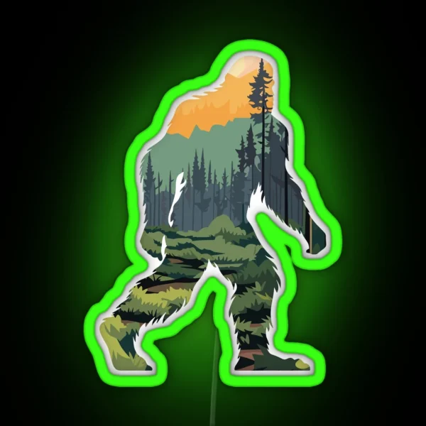 Sasquatch Bigfoot Cryptids Graphic Art RGB Neon Sign