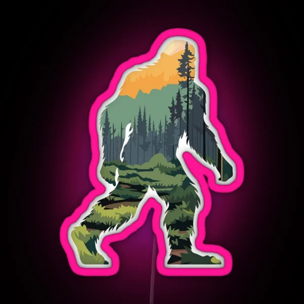 Sasquatch Bigfoot Cryptids Graphic Art RGB Neon Sign